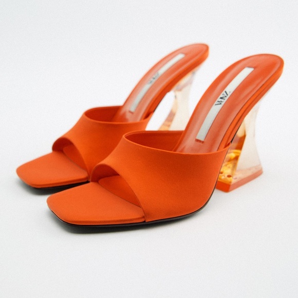 ZARA HEELED SANDALS ORANGE - Picture 2 of 3